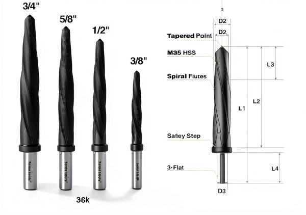 Jerax Tools M35 HSS Reamer Set Bridge Construction Tools-4