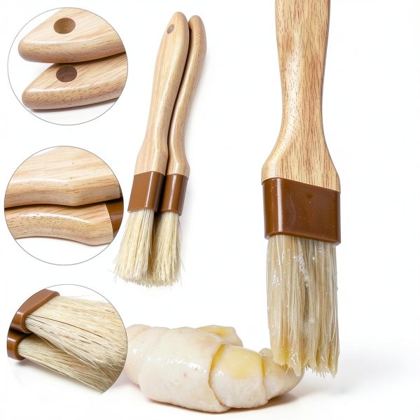 Qoaimu Boar Hair Grill Basting Brushes Brown-4