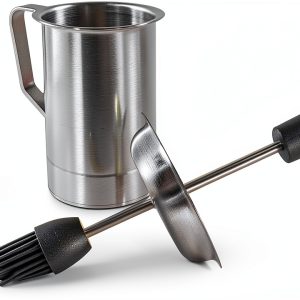 Bellemain Steel Grill Basting Brush with 16oz Sauce Pot Black-0