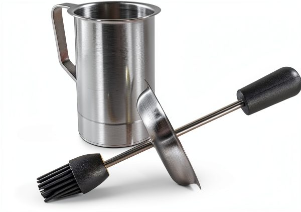 Bellemain Steel Grill Basting Brush with 16oz Sauce Pot Black-0