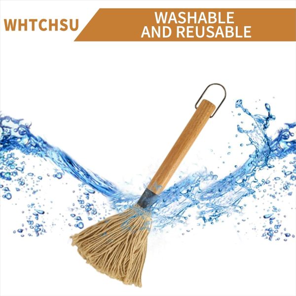 WHTCHSU Cotton Grill Basting Brush with Wood Handle – Brown, Extra-4