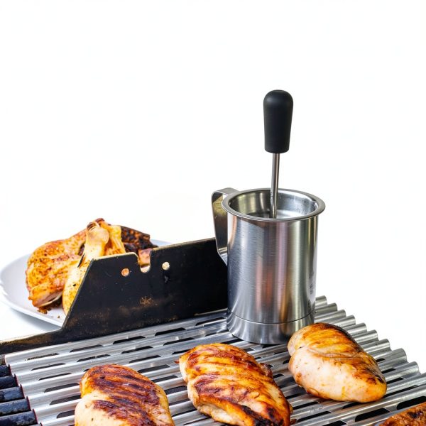 Bellemain Steel Grill Basting Brush with 16oz Sauce Pot Black-1
