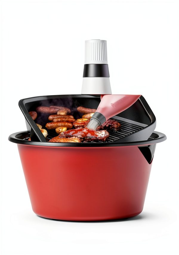 SOOFUN BBQ Basting Brush with Bottle – Black Silicone, 19oz,-3