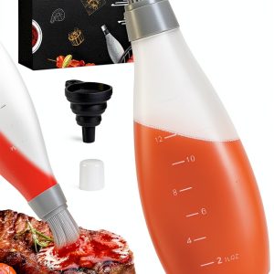 SOOFUN BBQ Basting Brush with Bottle – Black Silicone, 19oz,-0