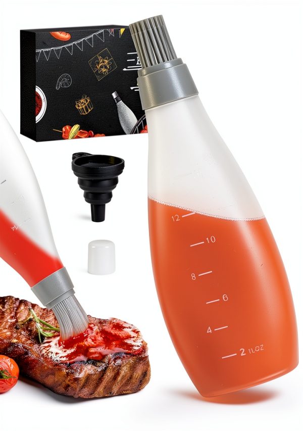 SOOFUN BBQ Basting Brush with Bottle – Black Silicone, 19oz,-0