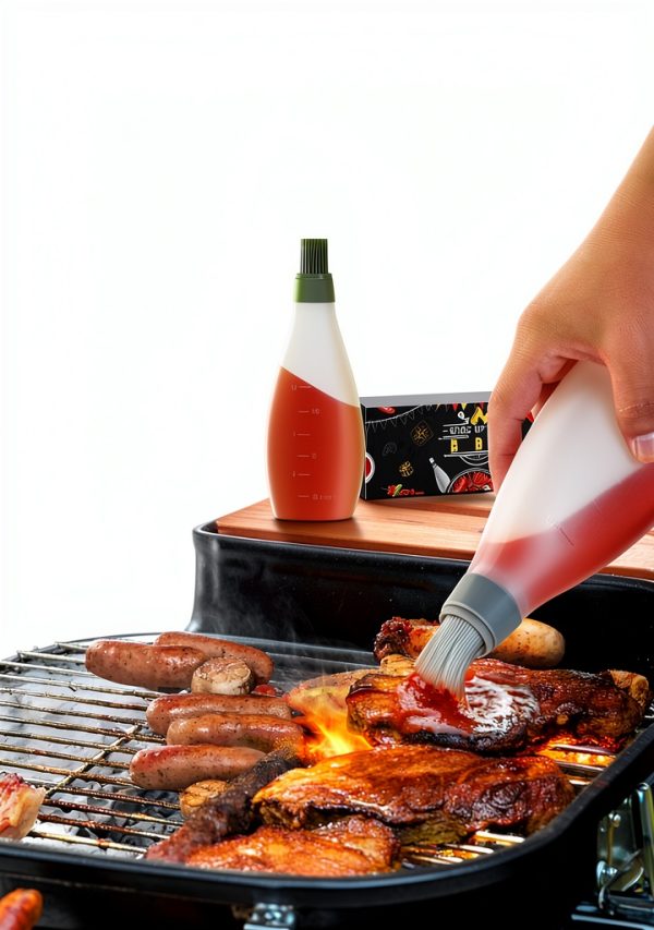 SOOFUN BBQ Basting Brush with Bottle – Black Silicone, 19oz,-1