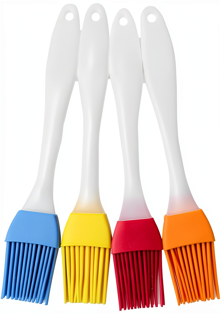 Installing Silicone Grill Brush BINHAI 4‑Piece Flexible on a wooden desk