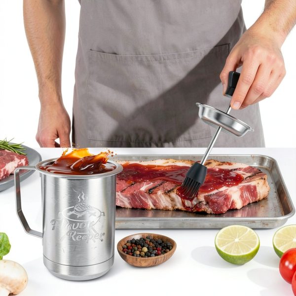 Dusor Stainless Steel Grill Basting Brush & Cup-3