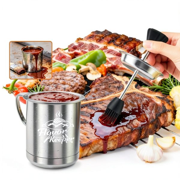 Dusor Stainless Steel Grill Basting Brush & Cup-2