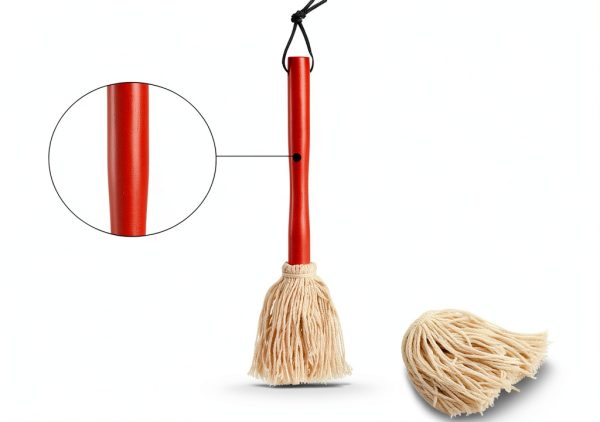 Hedume BBQ Grill Basting Mop 12in Red Cotton Wood-2