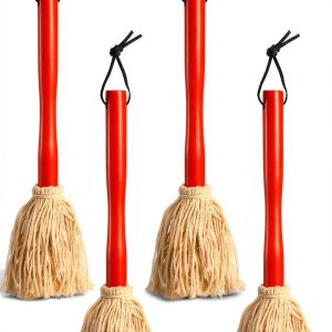 Hedume BBQ Grill Basting Mop 12in Red Cotton Wood-0