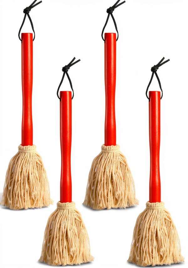 Hedume BBQ Grill Basting Mop 12in Red Cotton Wood-0