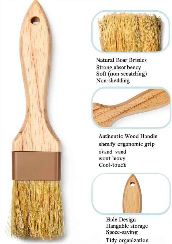 NXRACSH Boar Hair Pastry Brush 2in Wood Handle-3
