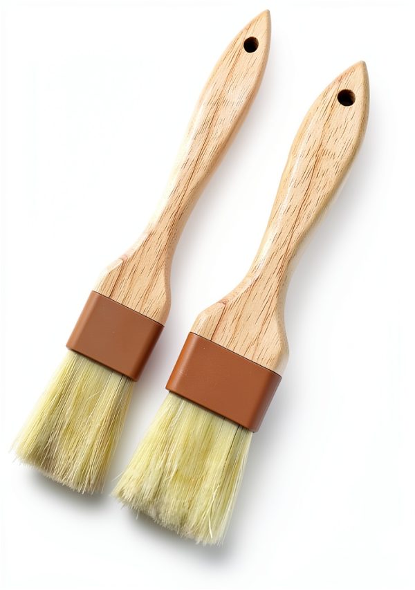 NXRACSH Boar Bristle Pastry Brush 1" & 1.5" Dual Size Wood Handle –-4