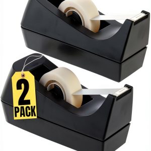 1InTheOffice Tape Dispenser 2 Pack Non‑Slip Base, 1" Core, Easy Load –-0