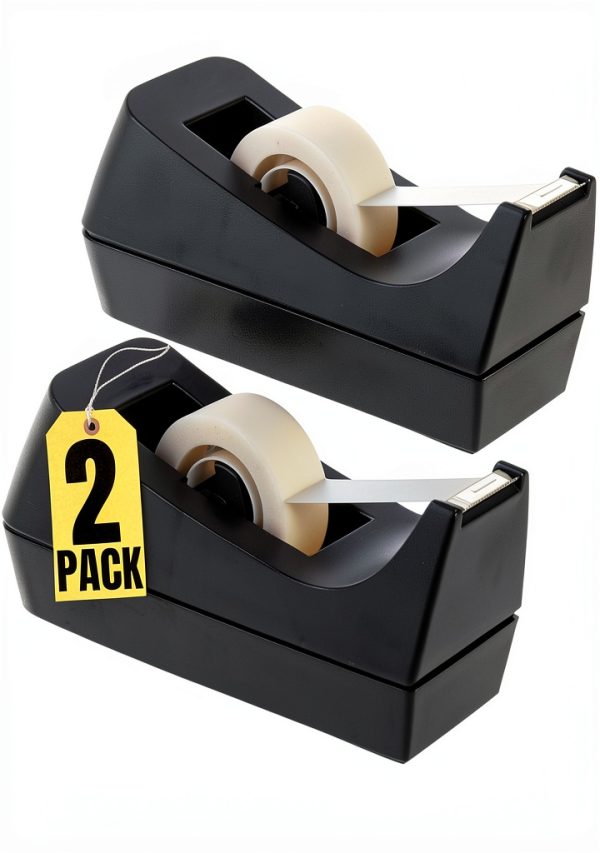 1InTheOffice Tape Dispenser 2 Pack Non‑Slip Base, 1" Core, Easy Load –-0