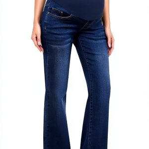GLAMIX Women's Stretch Maternity Bootcut Jeans with Pockets Over The Belly Bell Bottoms Flare Denim Pants Pregnancy Clothes-0