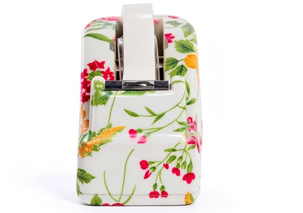 VIBRANZ-LAB Cute Tape Dispenser Desk Cute Home Office Desk Supplies Fun Desk Accessories Floral Tape Dispenser Cute Office Supplies for Women Desk Weighted Non-Skid Non-Slip Base Tape Dispensers-3