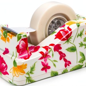 VIBRANZ-LAB Cute Tape Dispenser Desk Cute Home Office Desk Supplies Fun Desk Accessories Floral Tape Dispenser Cute Office Supplies for Women Desk Weighted Non-Skid Non-Slip Base Tape Dispensers-0