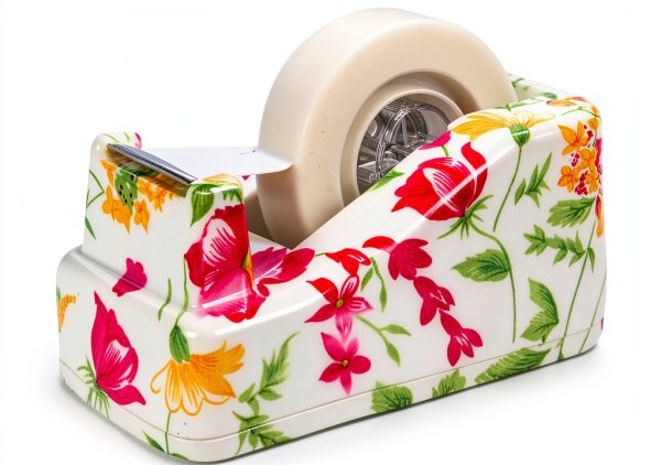 VIBRANZ-LAB Cute Tape Dispenser Desk Cute Home Office Desk Supplies Fun Desk Accessories Floral Tape Dispenser Cute Office Supplies for Women Desk Weighted Non-Skid Non-Slip Base Tape Dispensers-0