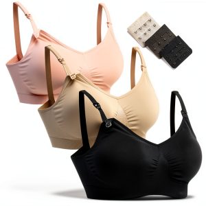HOFISH Full Bust Seamless Nursing Bra 3‑Pack with Extenders and Clips-0