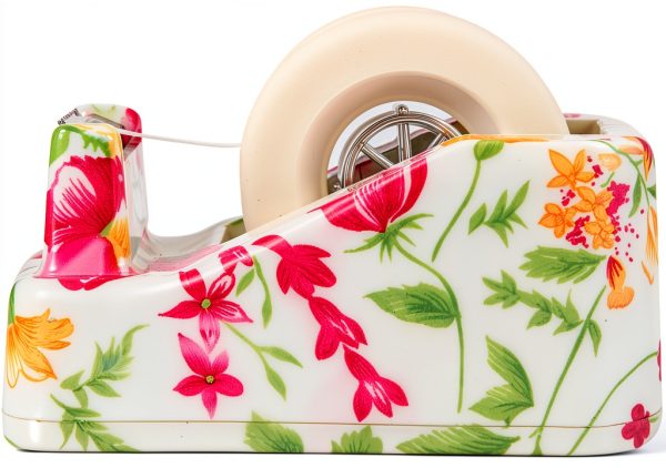 VIBRANZ-LAB Cute Tape Dispenser Desk Cute Home Office Desk Supplies Fun Desk Accessories Floral Tape Dispenser Cute Office Supplies for Women Desk Weighted Non-Skid Non-Slip Base Tape Dispensers-2