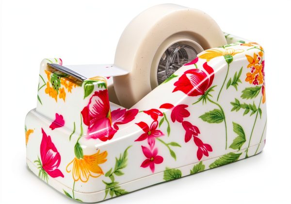 VIBRANZ-LAB Cute Tape Dispenser Desk Cute Home Office Desk Supplies Fun Desk Accessories Floral Tape Dispenser Cute Office Supplies for Women Desk Weighted Non-Skid Non-Slip Base Tape Dispensers-7