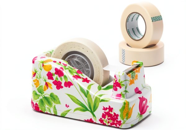 VIBRANZ-LAB Cute Tape Dispenser Desk Cute Home Office Desk Supplies Fun Desk Accessories Floral Tape Dispenser Cute Office Supplies for Women Desk Weighted Non-Skid Non-Slip Base Tape Dispensers-1