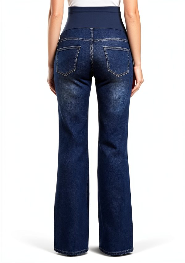 GLAMIX Women's Stretch Maternity Bootcut Jeans with Pockets Over The Belly Bell Bottoms Flare Denim Pants Pregnancy Clothes-4