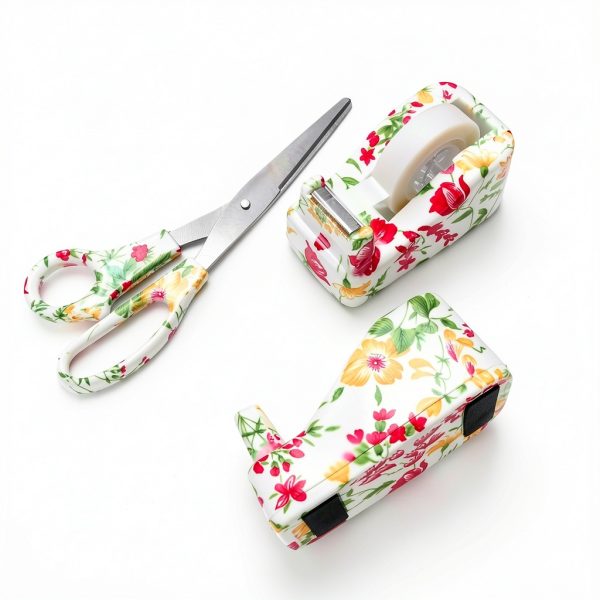 VIBRANZ-LAB Cute Tape Dispenser Desk Cute Home Office Desk Supplies Fun Desk Accessories Floral Tape Dispenser Cute Office Supplies for Women Desk Weighted Non-Skid Non-Slip Base Tape Dispensers-5