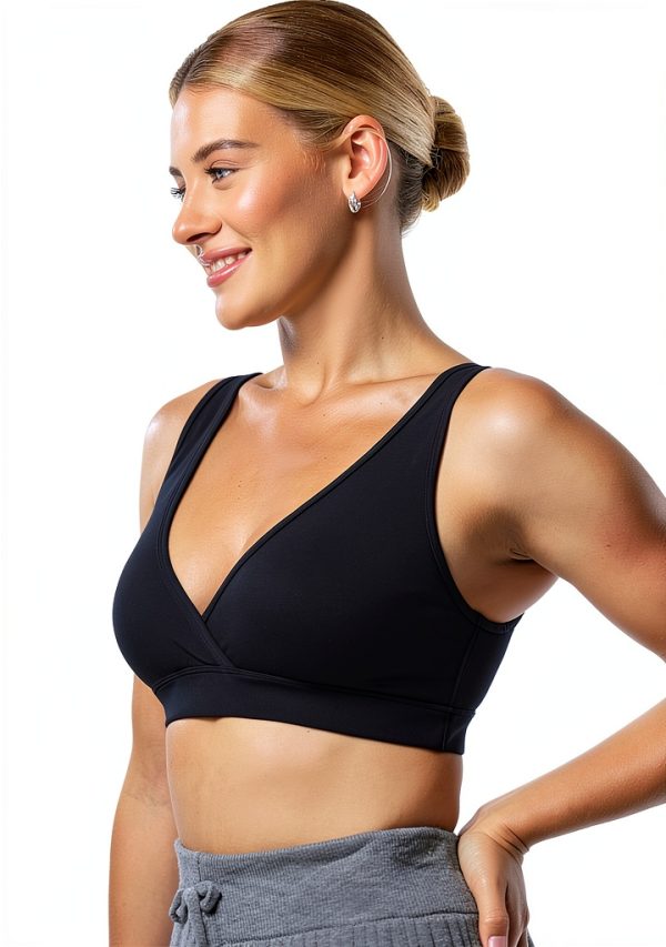 CRZ YOGA Butterluxe Maternity V Neck Nursing Bra Wireless Bralette-4