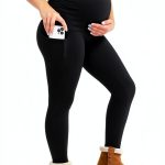 Maternity Fleece Lined Leggings with Pockets, Warm Pregnancy Buttery Soft Yoga Workout Pants Winter-0